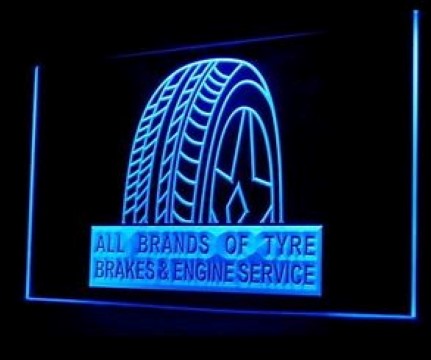 Tyre Brakes Engine Services Auto Shop LED Neon Sign